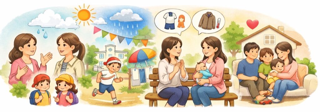 天気・季節の話から広げる