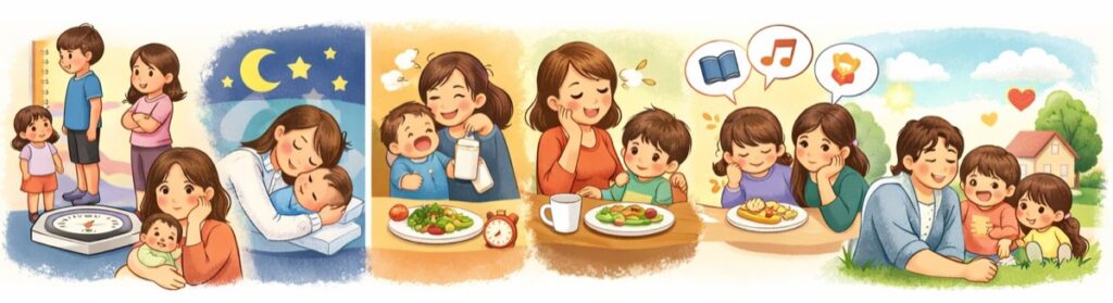 子どもの発育・睡眠・食事の比べ合い