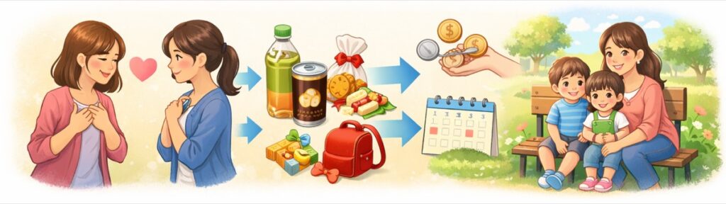 中距離(片道1時間前後)はランチ代や駐車場代を負担するのが自然