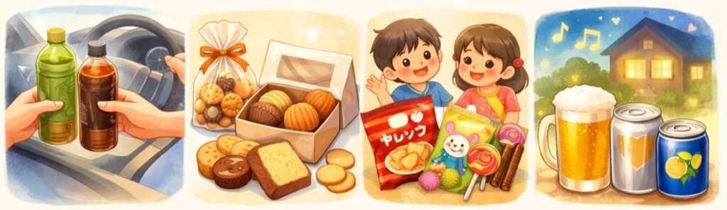 運転中でも飲める飲み物やお菓子は渡しやすい