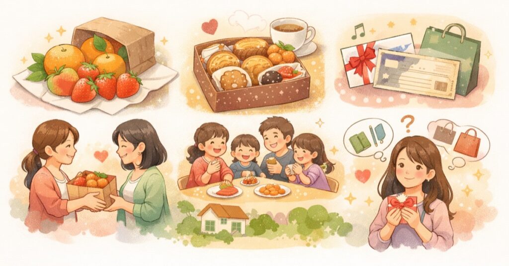 果物・焼き菓子・商品券が「受け取りやすい」と言われる理由