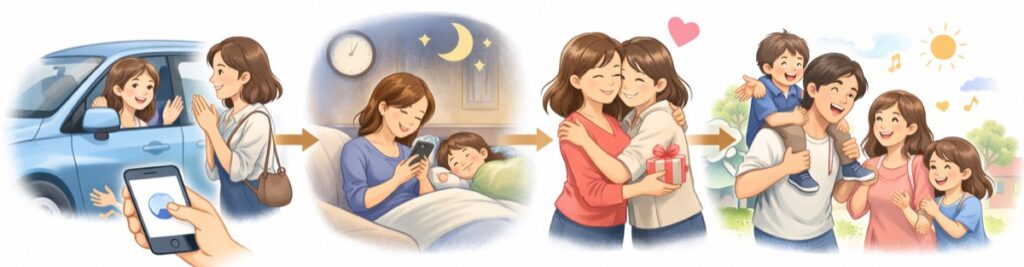 当日にすぐ送るLINE例文(シンプル版・気持ちを乗せた版)