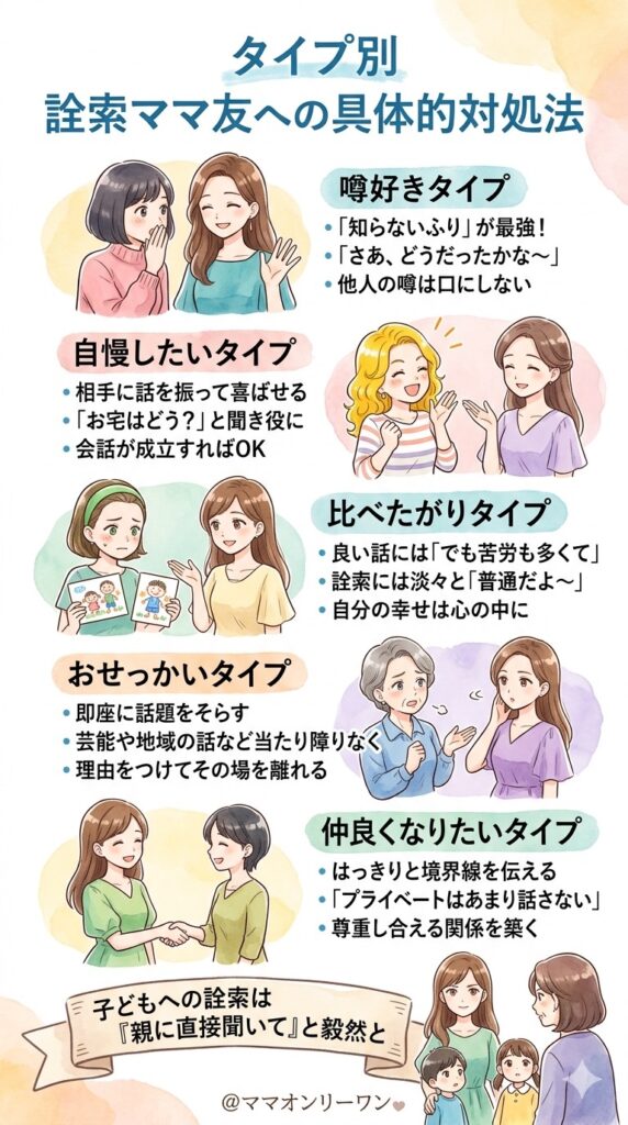 タイプ別・詮索ママ友への具体的な対処法