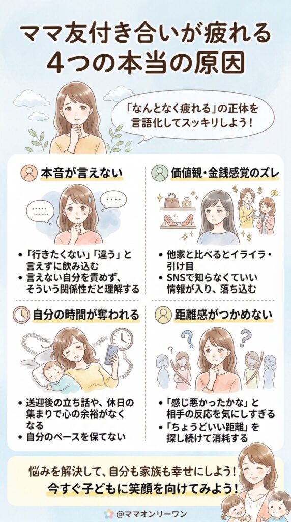 ママ友付き合いが疲れる原因 