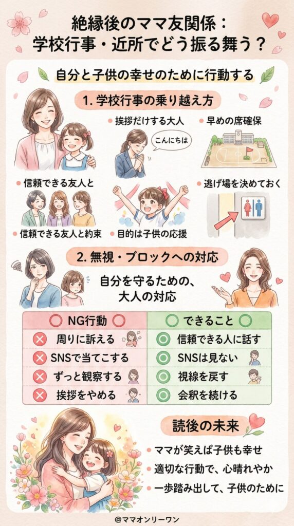 絶縁後、学校行事や近所でどう振る舞うか