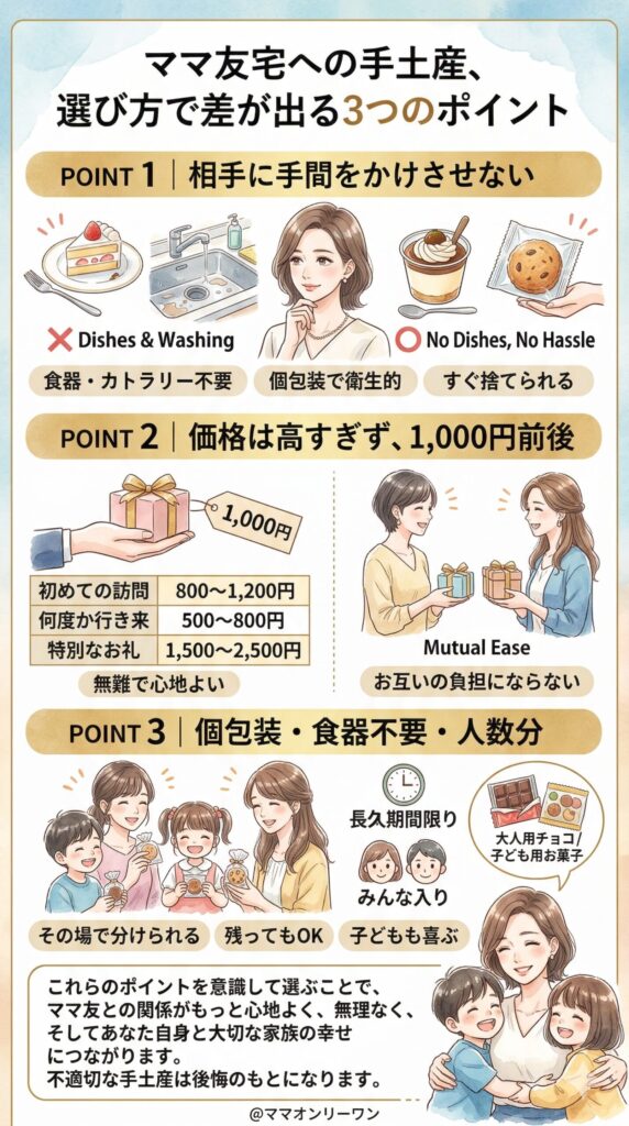 ママ友宅への手土産、選び方で差が出る3つのポイント 