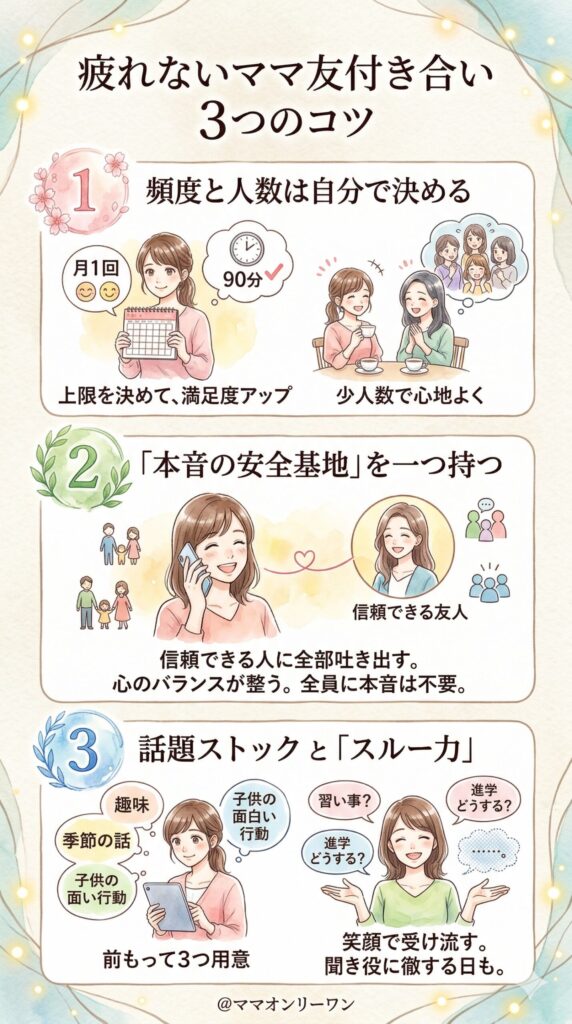 疲れないママ友付き合いに変える3つのコツ 