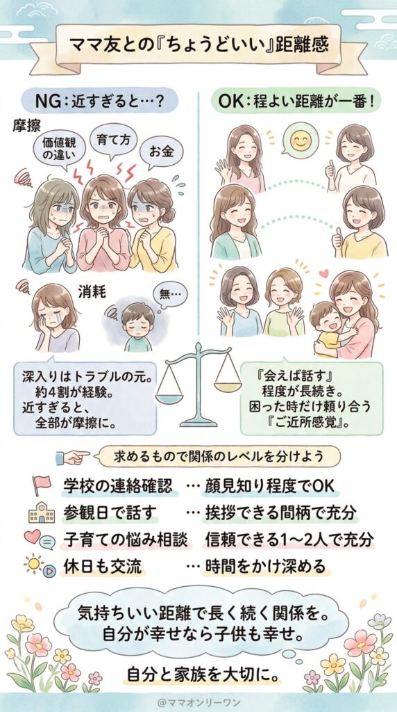 ママ友との理想的な距離感はどのくらい？