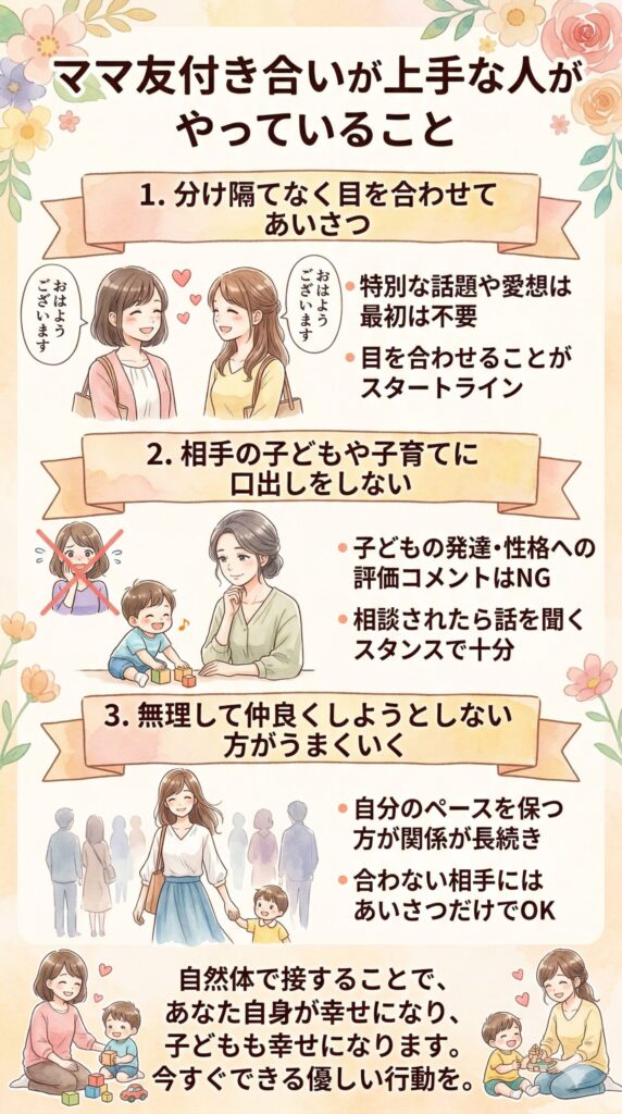 ママ友付き合いが上手な人がやっていること