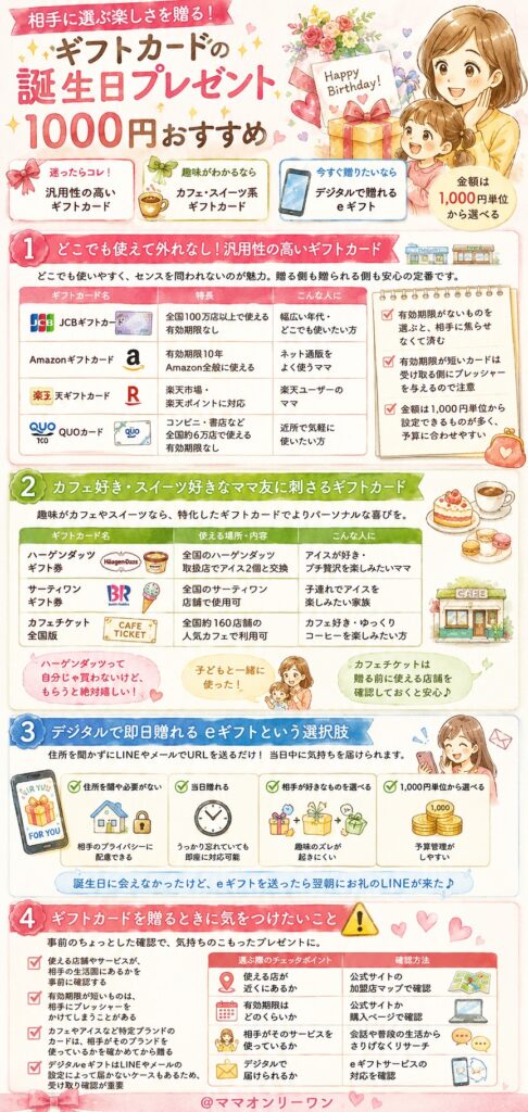 相手に選ぶ楽しさを贈る！ギフトカードの誕生日プレゼント1000円おすすめ