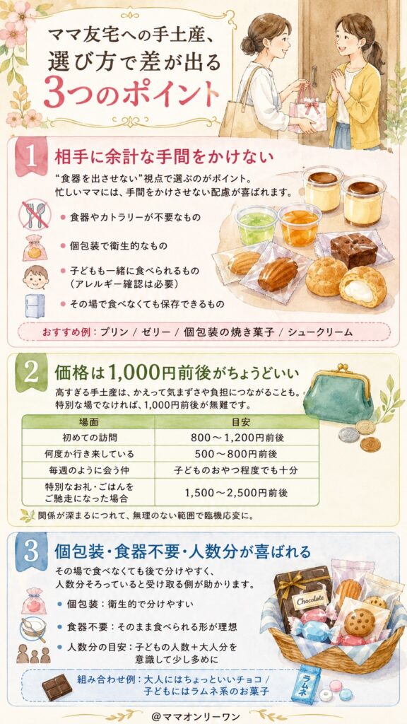 ママ友宅への手土産、選び方で差が出る3つのポイント