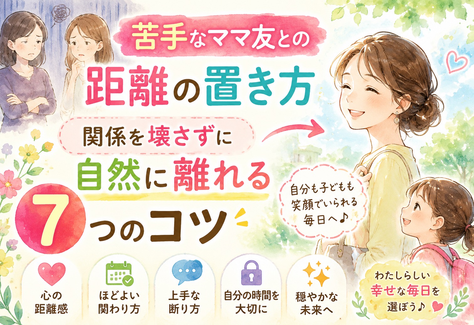 苦手なママ友との距離の置き方|関係を壊さずに自然に離れる7つのコツ