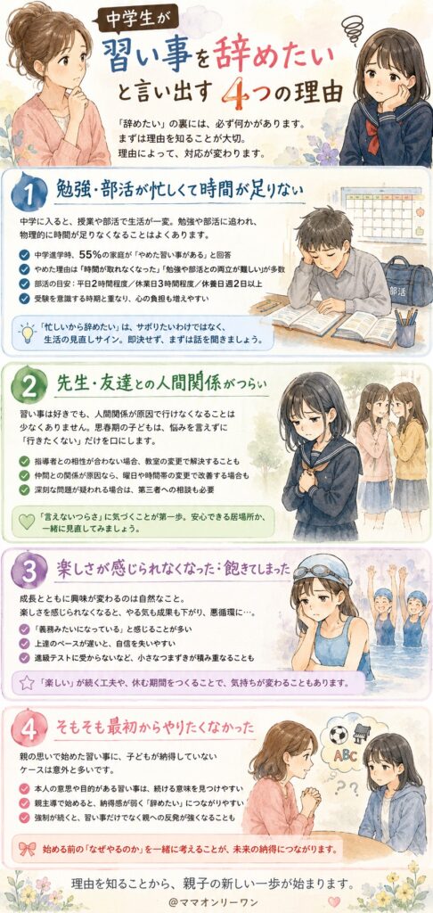 中学生が「習い事を辞めたい」と言い出す4つの理由