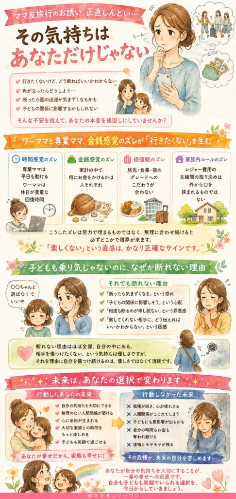 ママ友旅行のお誘い、正直しんどい…その気持ちはあなただけじゃない