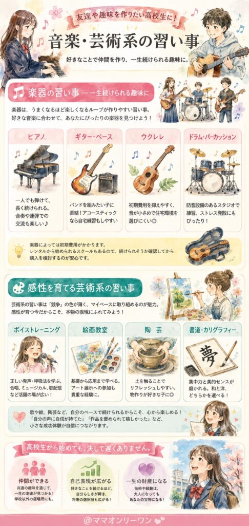 【友達や趣味を作りたい】音楽・芸術系の習い事
