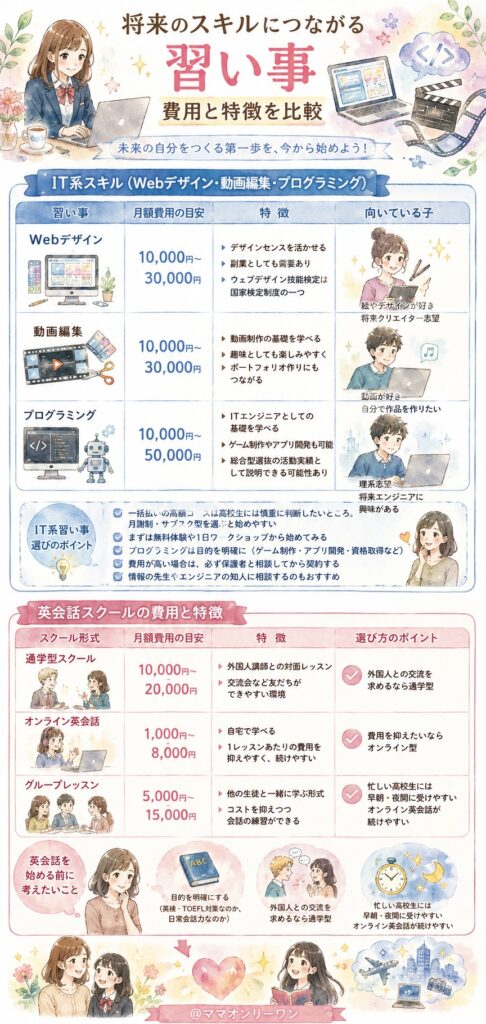 将来のスキルにつながる習い事【費用と特徴を比較】