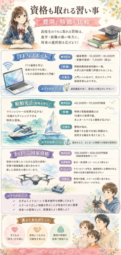 資格も取れる習い事【費用と特徴を比較】