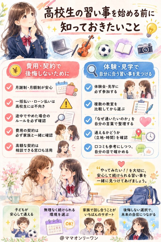 高校生の習い事を始める前に知っておきたいこと