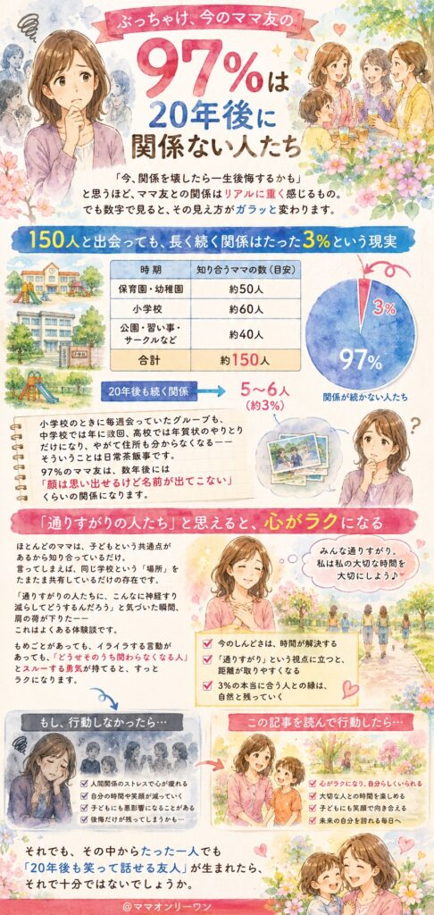 ぶっちゃけ、今のママ友の97%は20年後に関係ない人たち