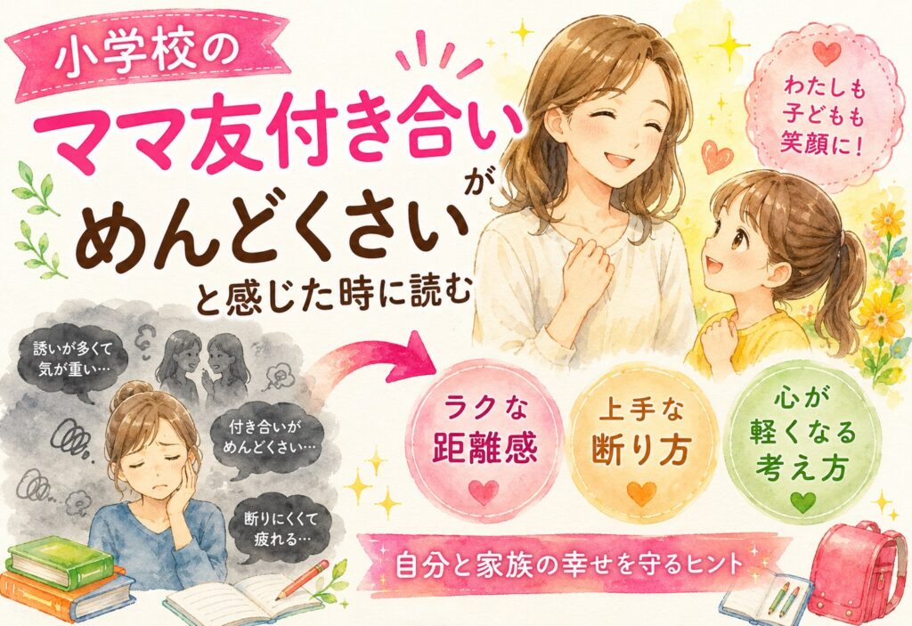 小学校のママ友付き合いがめんどくさいと感じた時に読む、ラクな距離感と断り方の整え方
