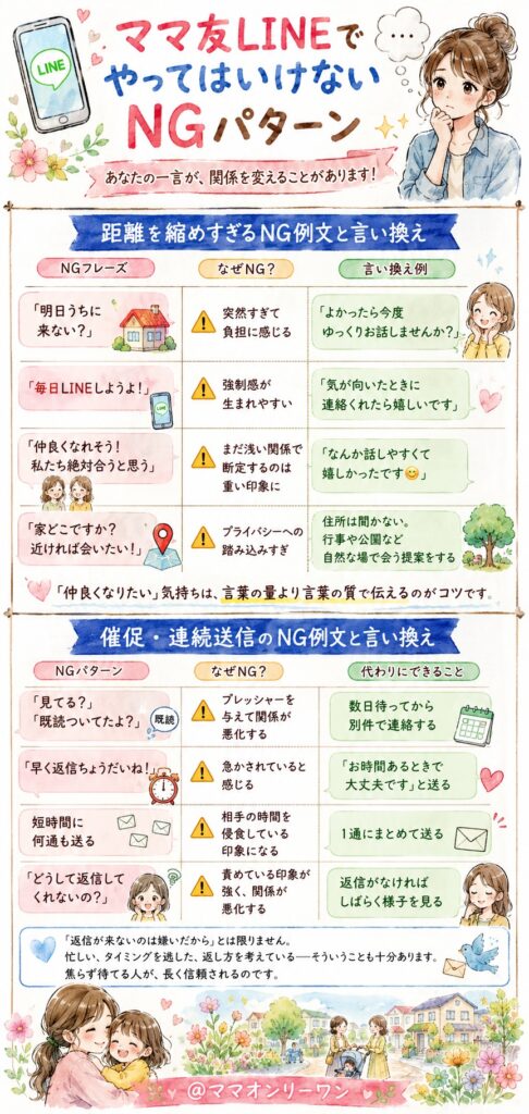 ママ友LINEでやってはいけないNGパターン