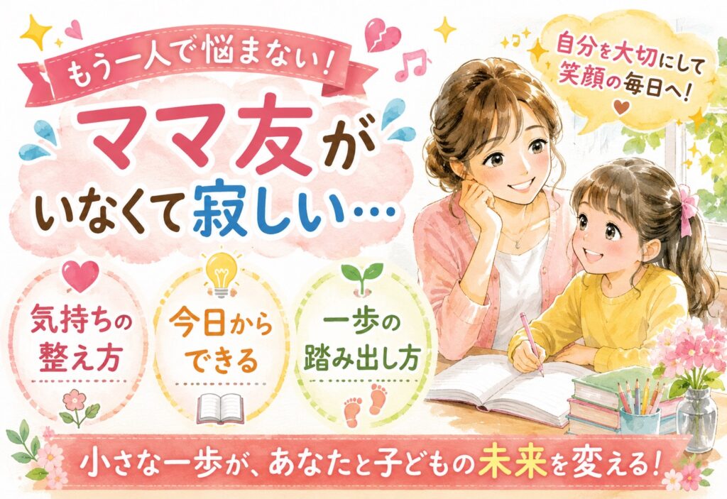 ママ友がいなくて寂しいと感じたとき…気持ちの整え方と今日からできる一歩の踏み出し方