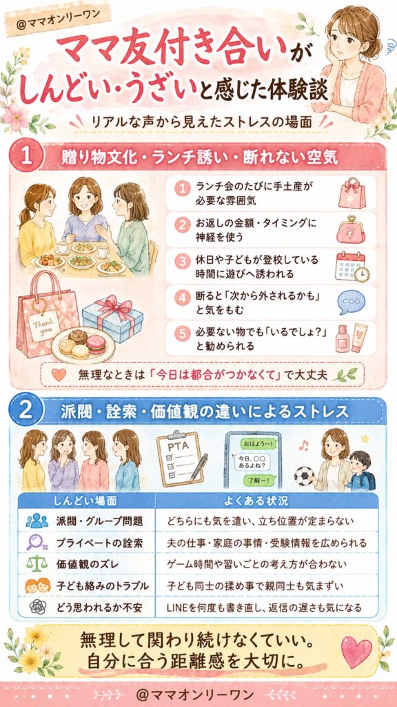 ママ友付き合いがしんどい・うざいと感じた体験談