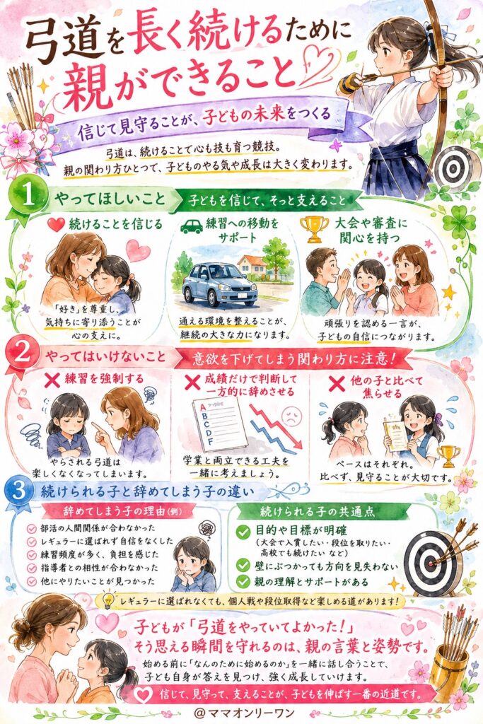 弓道を長く続けるために親ができること