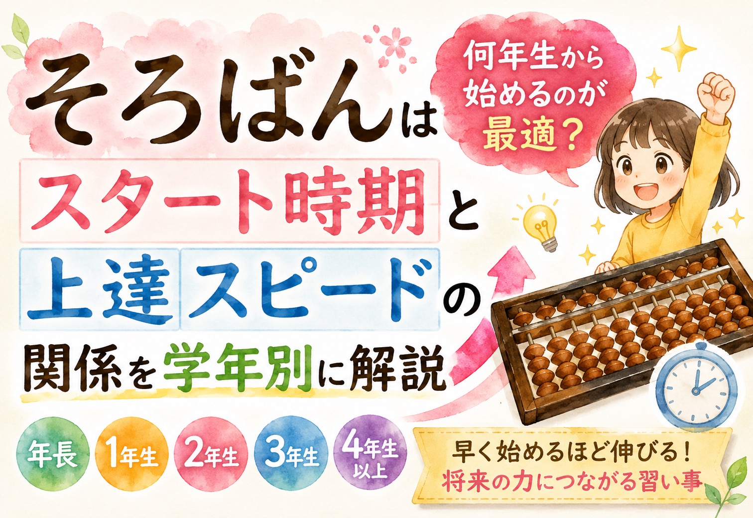 そろばんは何年生から始めるのが最適？スタート時期と上達スピードの関係を学年別に解説