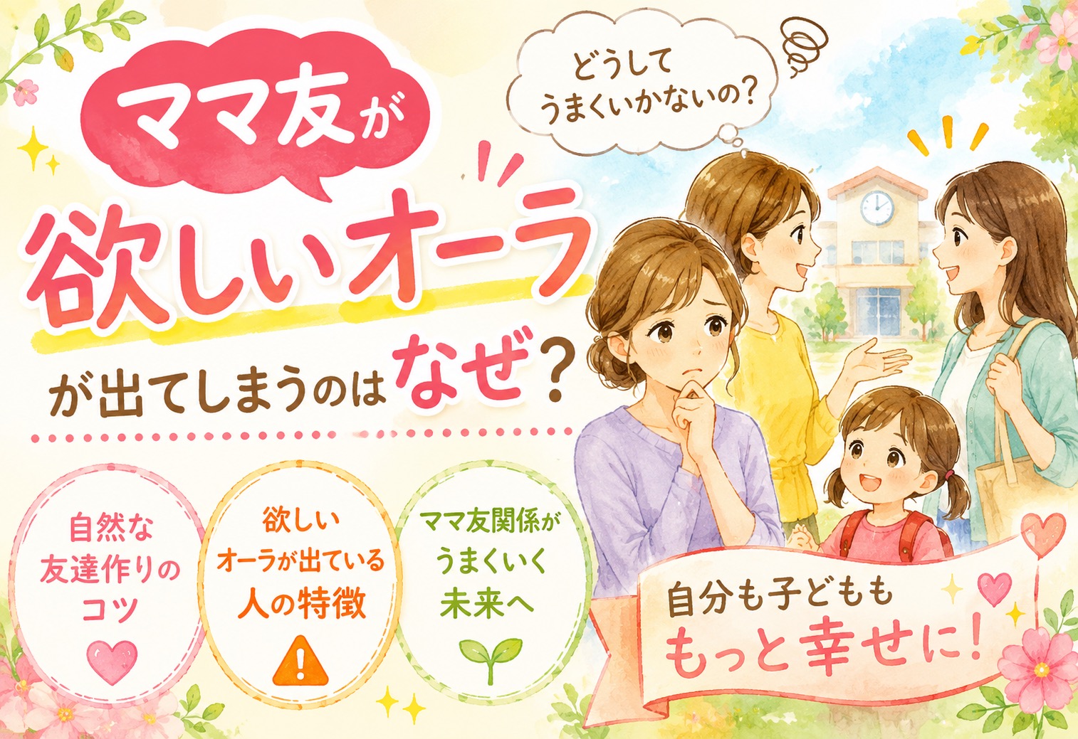 「ママ友が欲しいオーラ」が出てしまうのはなぜ?自然な友達作りのコツと欲しいオーラが出ている人の特徴