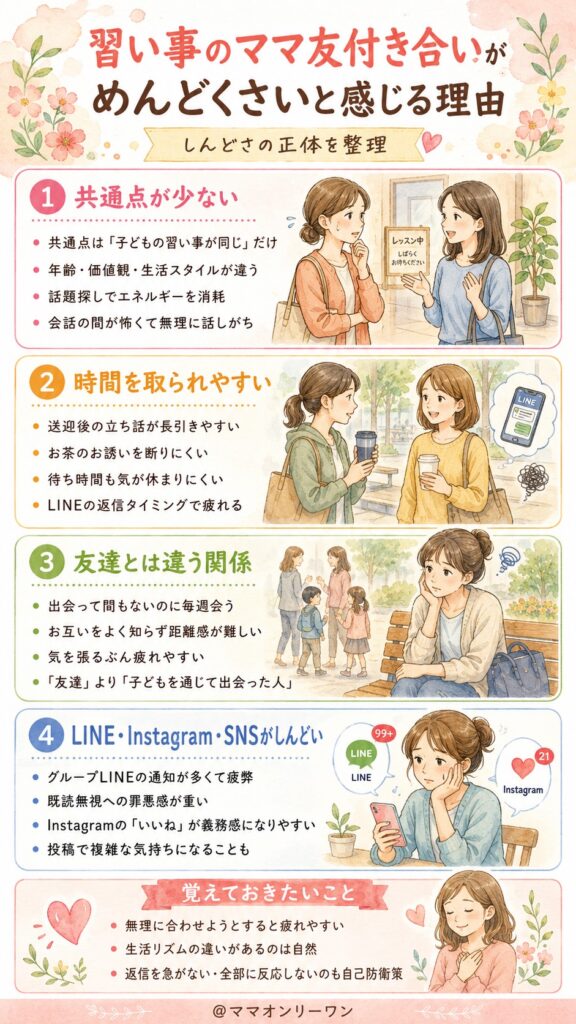 習い事のママ友付き合いがめんどくさいと感じる理由