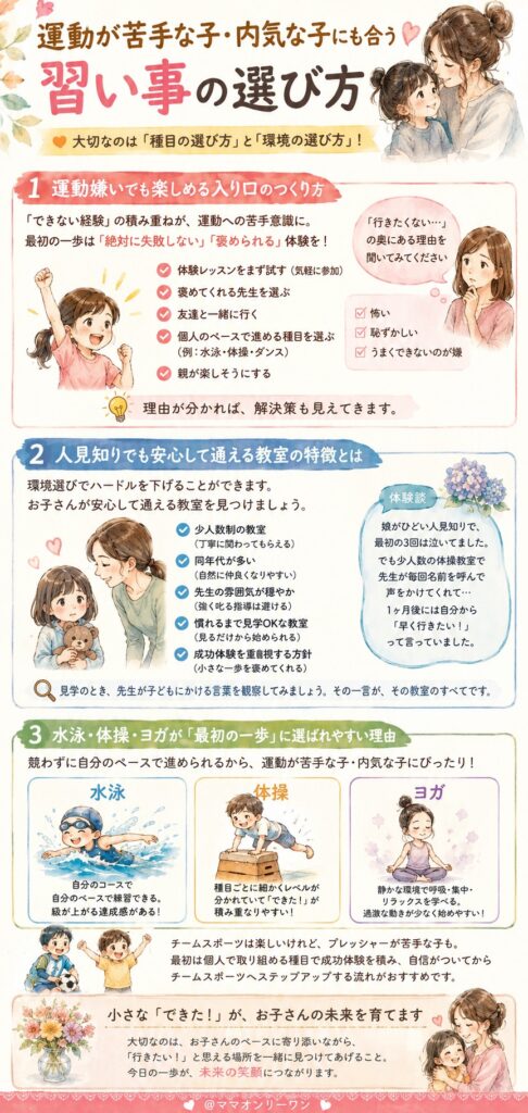運動が苦手な子・内気な子にも合う習い事の選び方