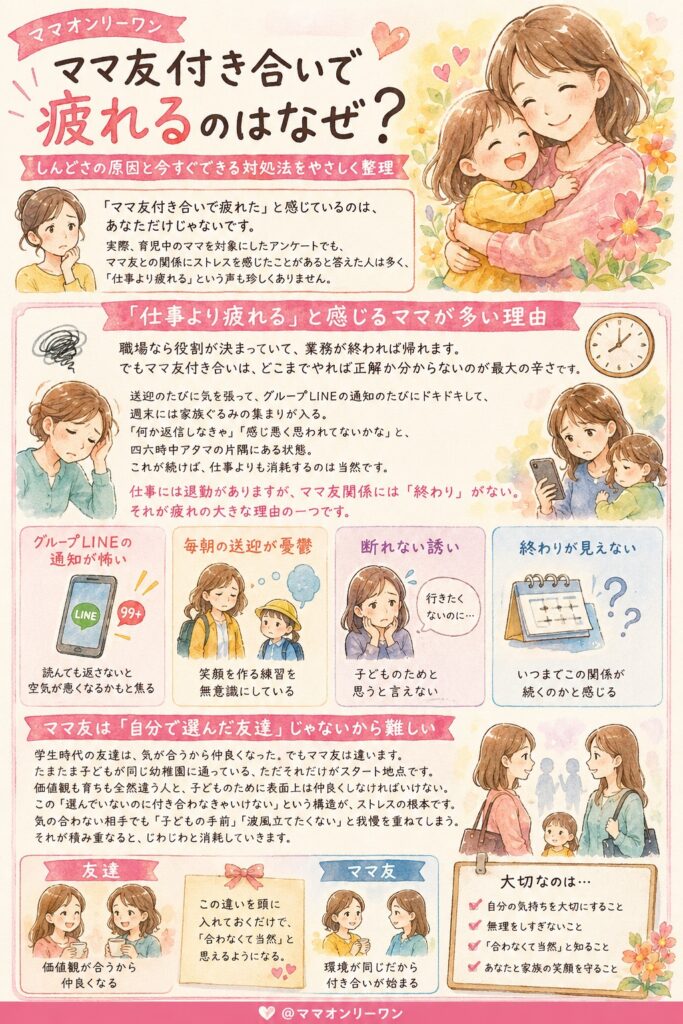 ママ友付き合いで疲れる人は実は多い。