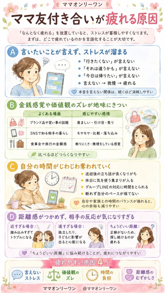 ママ友付き合いが疲れる原因