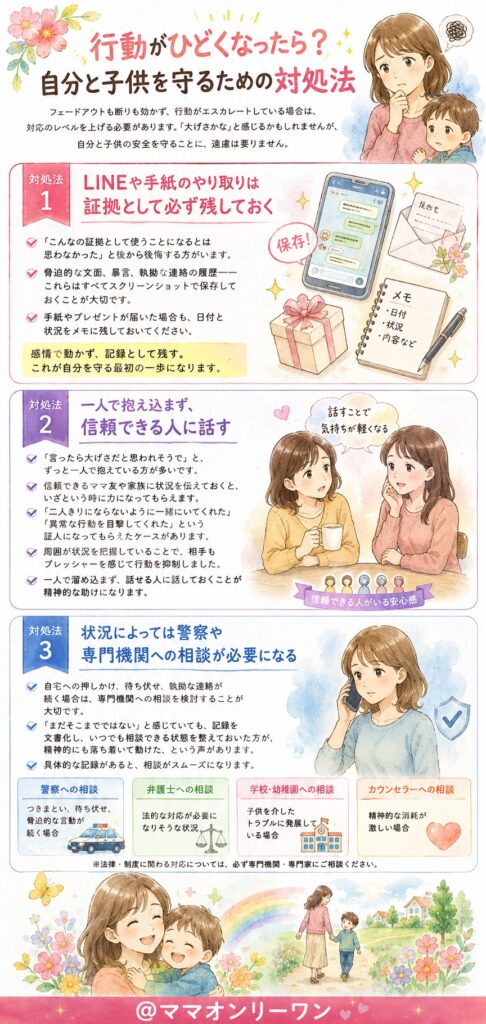 行動がひどくなったら？自分と子供を守るための対処法