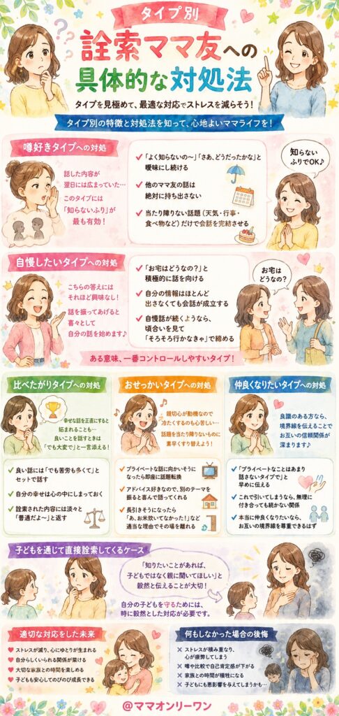 タイプ別・詮索ママ友への具体的な対処法