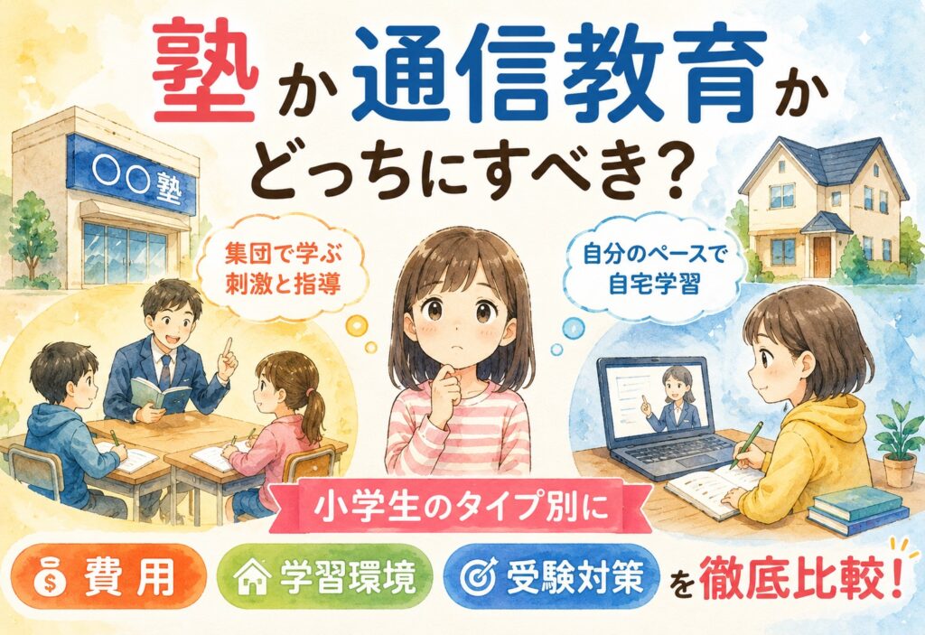 塾か通信教育かどっちにすべき？小学生のタイプ別に費用・学習環境・受験対策を徹底比較