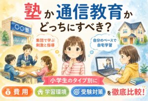 塾か通信教育かどっちにすべき？小学生のタイプ別に費用・学習環境・受験対策を徹底比較