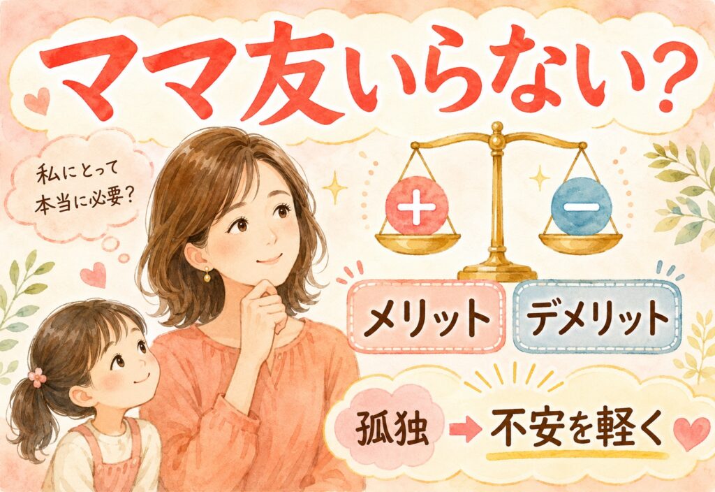 ママ友いらない最強説は本当？悩むママへメリット・デメリットを整理して孤独と不安を軽くしよう