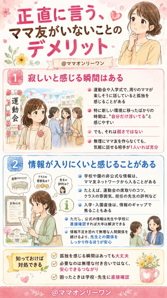 正直に言う、ママ友がいないことのデメリット