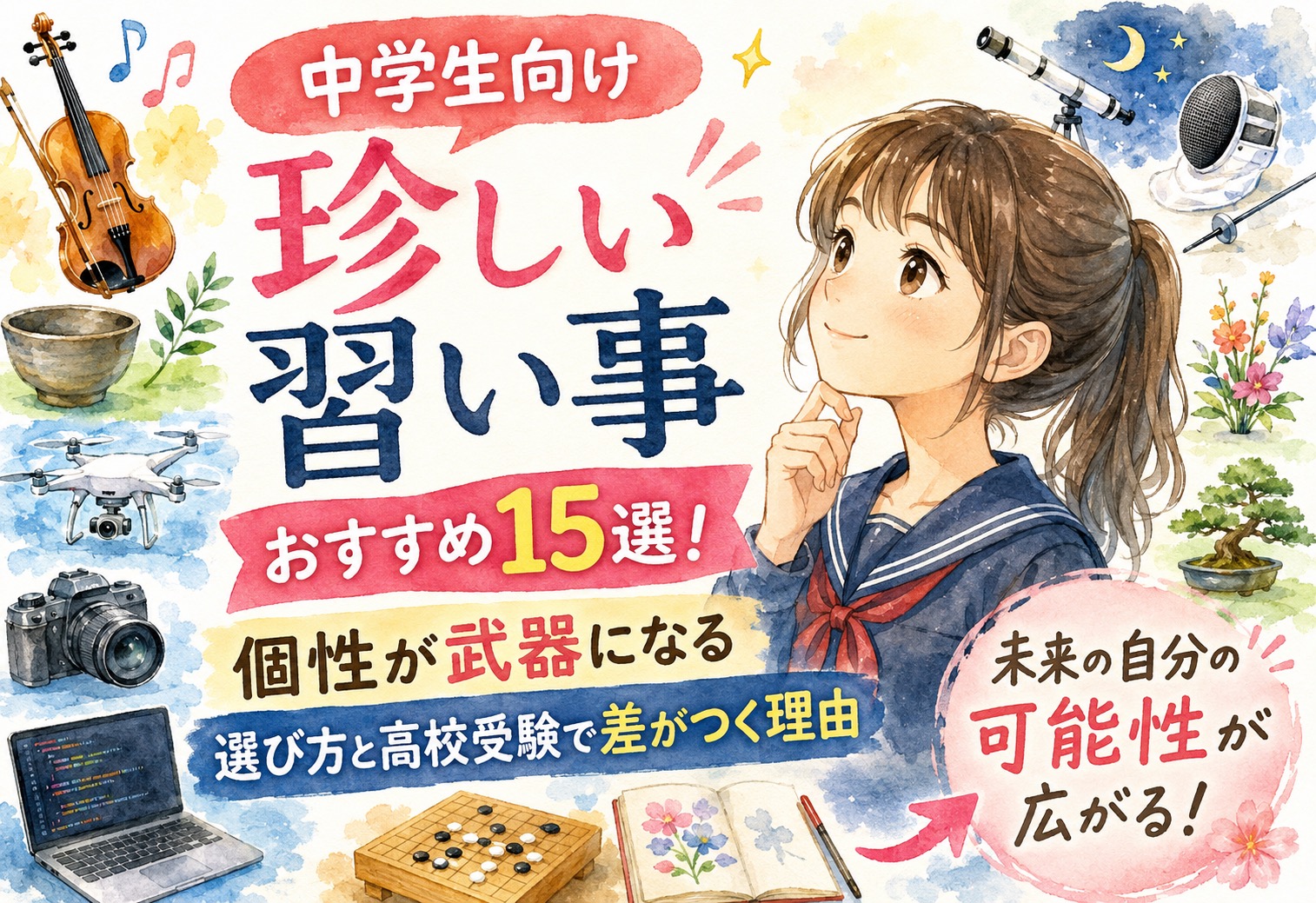 中学生向け珍しい習い事おすすめ!個性が武器になる選び方と高校受験で差がつく理由