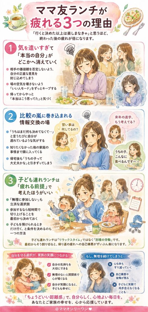 ママ友ランチが疲れる3つの理由