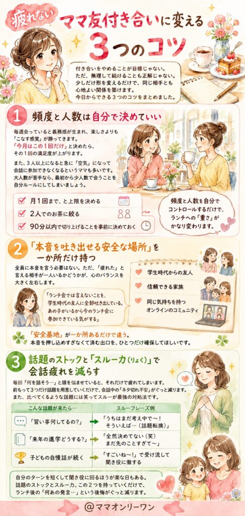 疲れないママ友付き合いに変える3つのコツ