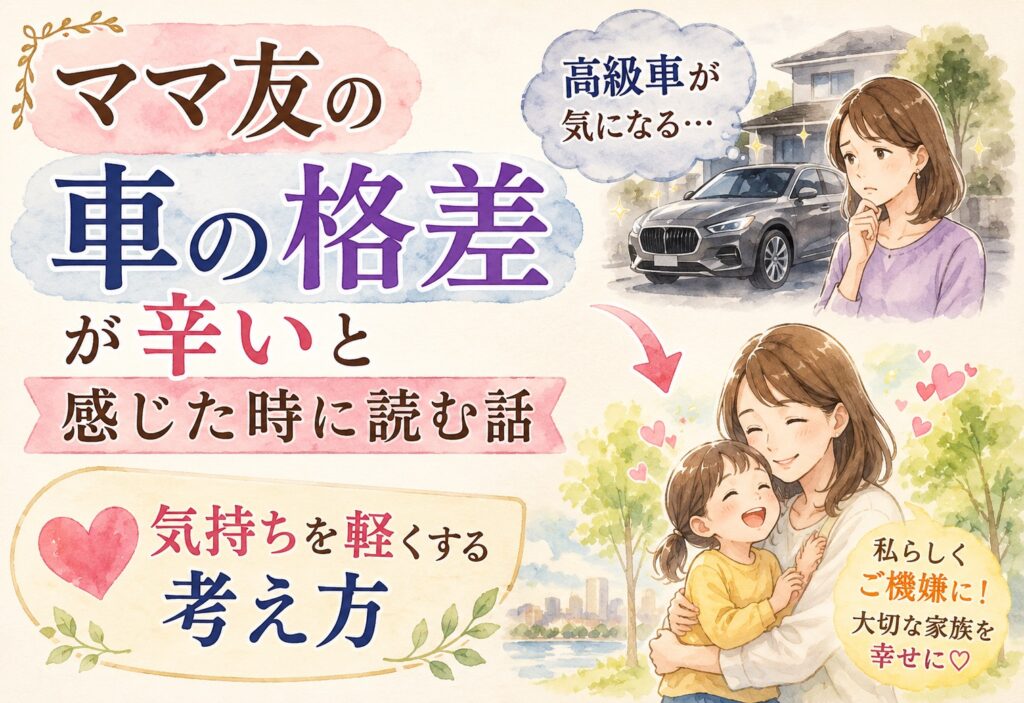 ママ友の車の格差が辛いと感じた時に読む話｜高級車が気になる気持ちを軽くする考え方