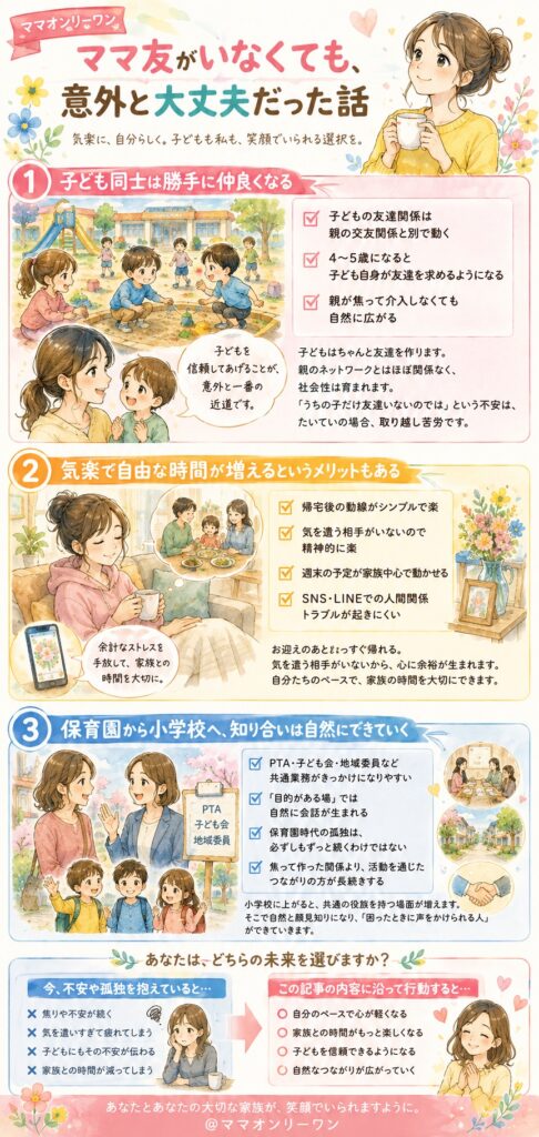 ママ友がいなくても、意外と大丈夫だった話