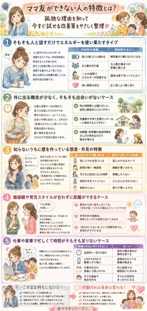 ママ友ができない人の特徴、まずは正直に見てみよう