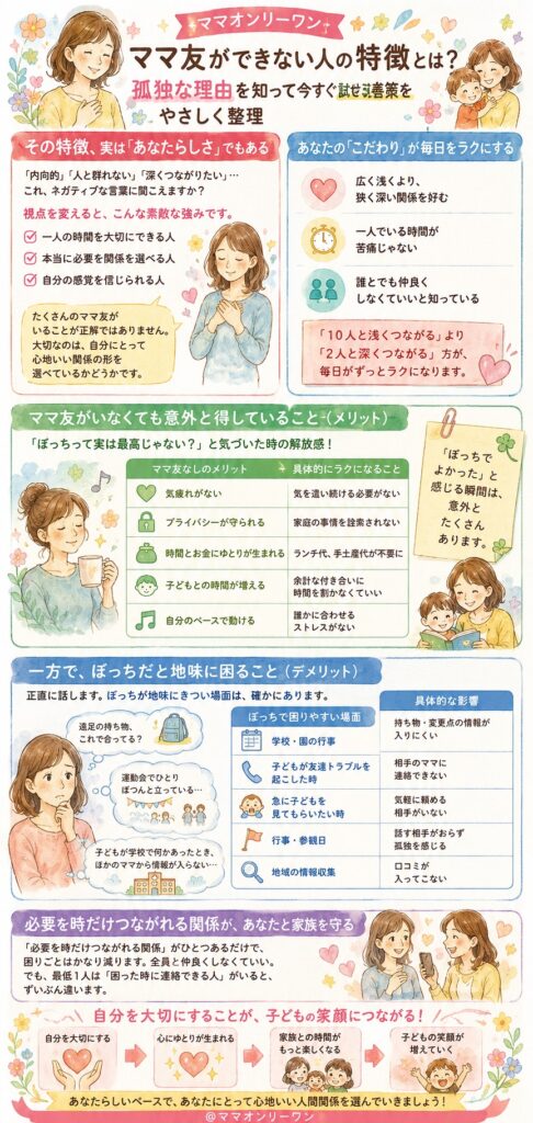 「ママ友できない特徴」に当てはまっても落ち込まないで