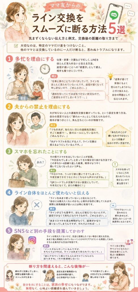 ママ友からのライン交換をスムーズに断る方法5選