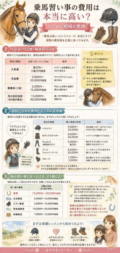 乗馬習い事の費用は本当に高い？リアルな相場を整理