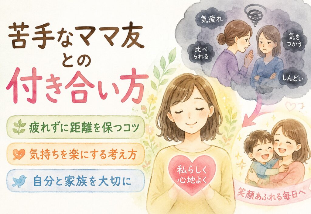 苦手なママ友との付き合い方がしんどい人へ｜疲れずに距離を保つコツと気持ちを楽にする考え方